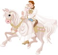 Cinderella and Prince Riding a Horse after wedding