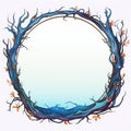 an illustration of a circular frame made of branches and leaves Royalty Free Stock Photo