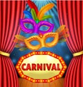 Circus show with sign board carnival , mask carnival and light frame. Royalty Free Stock Photo