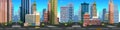 Illustration of a city landscape ,with buildings and road, vector unending background with separated layers for game Royalty Free Stock Photo