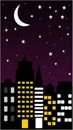 Illustration of city at night full of stars Royalty Free Stock Photo