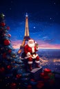 Illustration of the city of Paris at Christmas, France