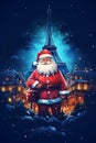 Illustration of the city of Paris at Christmas, France