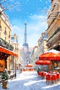 Illustration of the city of Paris at Christmas, France