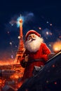 Illustration of the city of Paris at Christmas, France