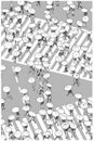 Illustration of city people crossing zebra in snow with umbrellas from high angle view in gery scale
