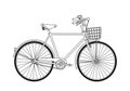 Illustration of a classic bicycle with a simple, linear design. Features include a front basket Royalty Free Stock Photo