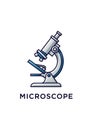 Illustration of a classic optical microscope in a stylized, cartoon- Royalty Free Stock Photo
