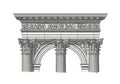 Illustration of a classical architectural structure featuring a detailed entablature with ornate Royalty Free Stock Photo
