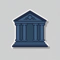 Illustration of a classical building with a triangular pediment and four columns,