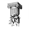 Illustration of a classical Ionic column, featuring scroll-like volutes at the top. The Royalty Free Stock Photo