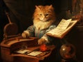 Illustration of a classical musician cat in the Renaissance style Royalty Free Stock Photo