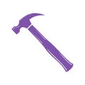 Illustration of a Claw Hammer Construction Tool in Purple on White Backdrop Royalty Free Stock Photo