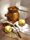 Illustration of clay pot for cooking Royalty Free Stock Photo