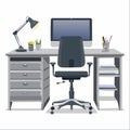 Modern Office Workspace Vector Illustration Royalty Free Stock Photo