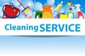 Illustration cleaning service. Poster template for house cleaning