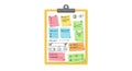 Illustration of a clipboard with colorful sticky notes and papers. Notes feature project Royalty Free Stock Photo