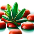 Red Cannabis Infused Candy With a Green Cannabis Leaf