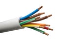 Illustration of closeup of multiconductor electrical cable isolated on white background Royalty Free Stock Photo
