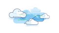 An illustration of cloud computing with arrows and lines connecting clouds Royalty Free Stock Photo