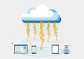 Illustration of cloud computing concept. A cloud at the top releases binary code and Royalty Free Stock Photo