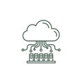 Illustration of cloud computing concept with a simple line drawn cloud Royalty Free Stock Photo