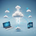 Illustration of cloud computing connecting multiple devices seamlessly Royalty Free Stock Photo