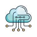 Cloud Computing and Network Technology Concept with Circuit Board Connections Illustration Royalty Free Stock Photo
