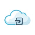 Illustration of a cloud icon in light blue with a dark blue server or database symbol Royalty Free Stock Photo