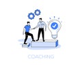 Illustration of coaching symbol with two people, one helping the other in achieving a specific personal or professional goal