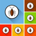 Cockroach icons with long shadow