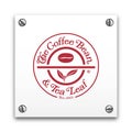 Illustration of Coffee Bean signage logo isolated on a white plate. Food and Drinks concept.