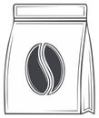 Illustration of a Coffee Bean Symbol Centered on a Clean Foil Bag Packaging Design Royalty Free Stock Photo
