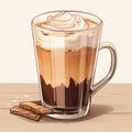 an illustration of a coffee drink with whipped cream and chocolate chips Royalty Free Stock Photo