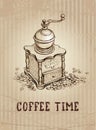 Illustration of coffee grinder