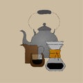 illustration coffee maker set