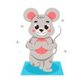 Illustration from a collection of cute animals. Mouse is doing meditation or yoga. Royalty Free Stock Photo