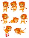 Collection of cute lion character cartoon