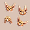 Illustration of a collection of four fox cubs with different emotions