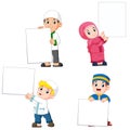 collection of moslem people holding big blank sign Royalty Free Stock Photo