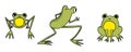 Illustration of the collection of the pretty green frogs in the different posing Royalty Free Stock Photo