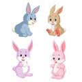 The collection of the rabbits in the different posing and expression