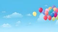 Illustration of colored balloons on a blue sky background 1 Royalty Free Stock Photo