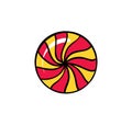 illustration of a colored drawing of sweets: lollipop in the circle form in red yellow color on a white isolated Royalty Free Stock Photo