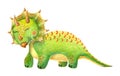 triceratops watercolor character colored dinosaur Royalty Free Stock Photo