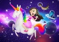 Illustration of a colored magic space with a princess