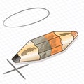 Illustration of a colored pencil, the double pencil isolated.