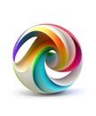 An illustration of colorful AI generated shiny impossible plastic ball on white background