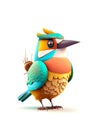 An Illustration of colorful Bee-eater bird on white background, AI-Generated image