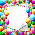 Colorful Birthday Balloons and confetti with place for text Royalty Free Stock Photo